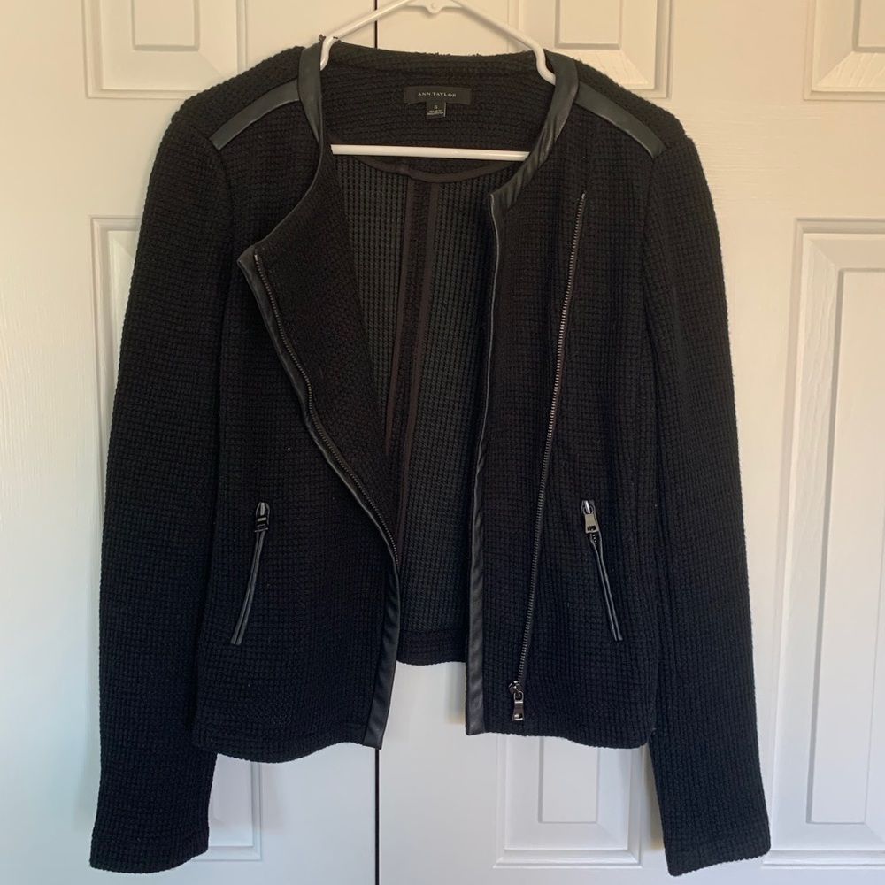 Ann Taylor black waffle knit jacket size S